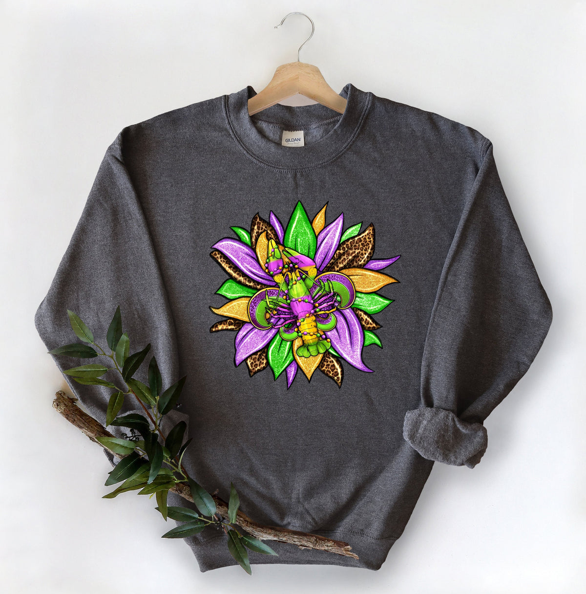 Mardi Gras crawfish sunflower Sweatshirt Nola ShirtFat Tuesday ShirtFlower de luce ShirtLouisiana ShirtSaints New Orleans Shirt Sweatshirt – Bold Style · High-Quality Print
