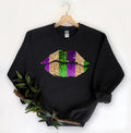 Mardi Gras Lips Sweatshirt Nola ShirtFat Tuesday ShirtFlower de luce ShirtLouisiana ShirtSaints New Orleans ShirtKiss Lips Glitter Sweatshirt – Bold Style · Trending Graphic Apparel