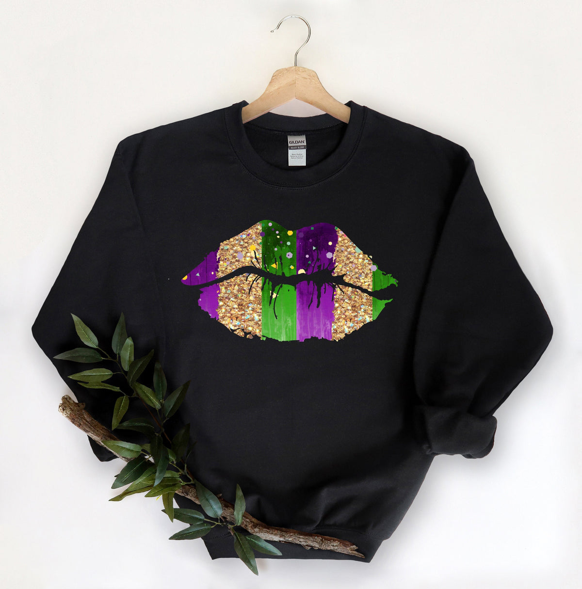 Mardi Gras Lips Sweatshirt Nola ShirtFat Tuesday ShirtFlower de luce ShirtLouisiana ShirtSaints New Orleans ShirtKiss Lips Glitter Sweatshirt – Bold Style · Trending Graphic Apparel