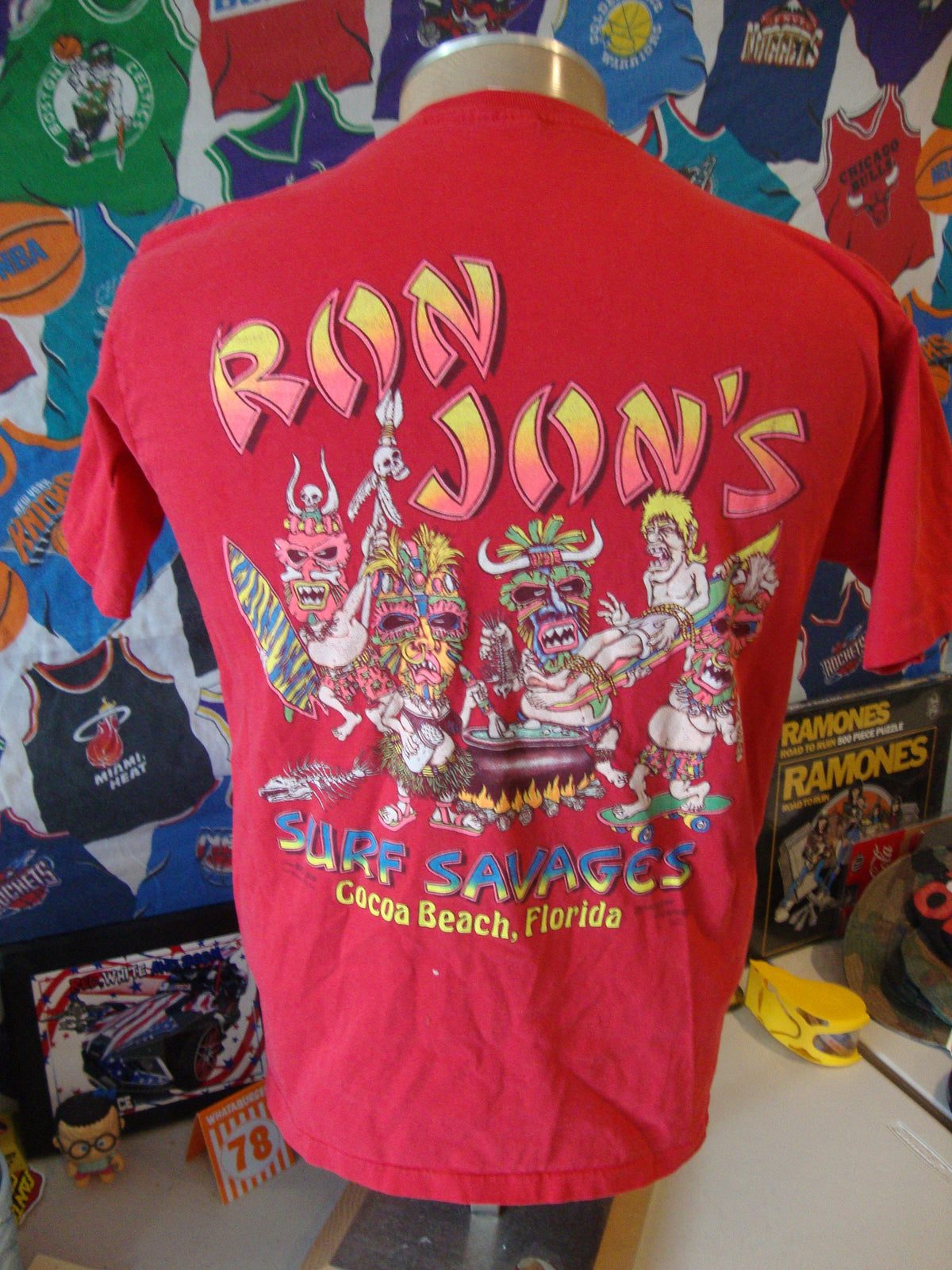 Vintage 8039s RON JON Surf Savages Cocoa Beach Florida Red tee Pocket T Shirt L Graphic Tee – Warm & Stylish · Top Pick For Any Outfit