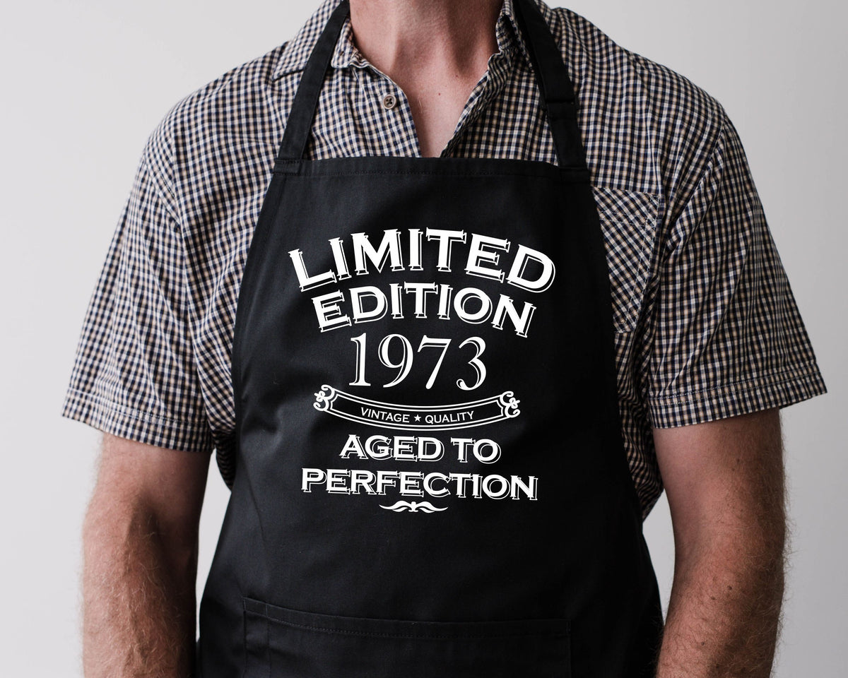 Baking Apron 51st Birthday Apron 51st Birthday Gifts Cooking 51 Years Old Apron Bbq Summer Limited Edition 1973 Aged To Perfection Graphic Tee – Aesthetic Look · Top Pick For Any Outfit