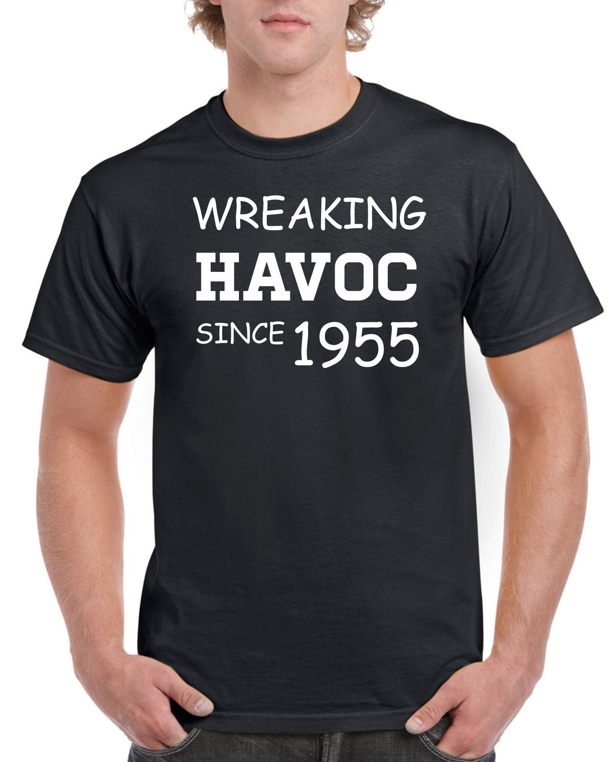 Mens 70th Birthday T Shirt Top Shirt Gift Present Sixty Eight 70 Years Old Wreaking Havoc Since Year 1955 Funny Tee Graphic Tee – Easygoing Wear · Trending Graphic Apparel