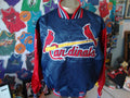 Vintage 9039s MLB St Louis Cardinals Blue Red Satin Bomber Starter Jacket Size 2XL Graphic Tee – Aesthetic Look · High-Quality Print