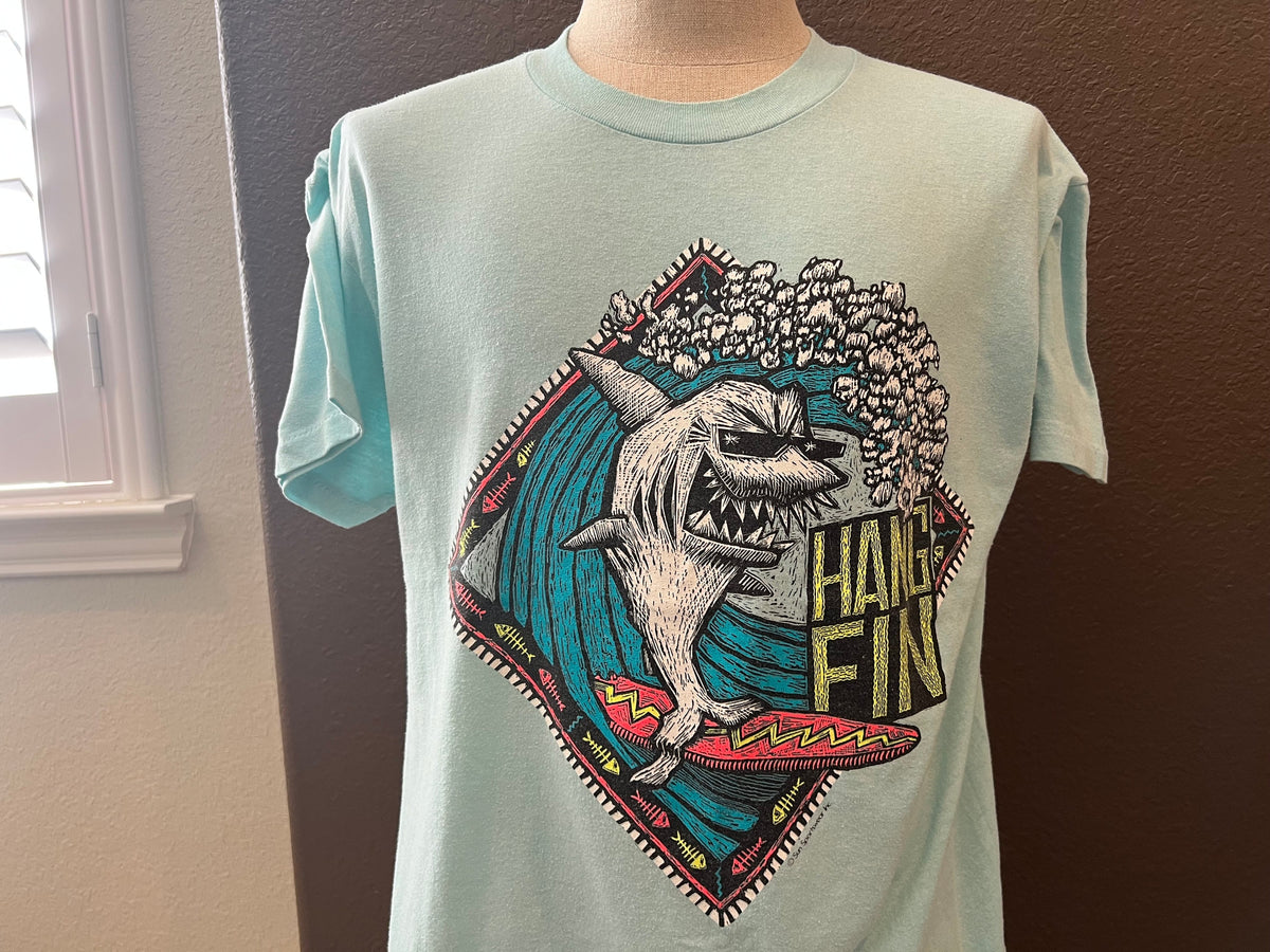 Vintage 8039s Hang Fin Shark Blue T Shirt Size XL Graphic Tee – Soft Feel · Must-Have Style