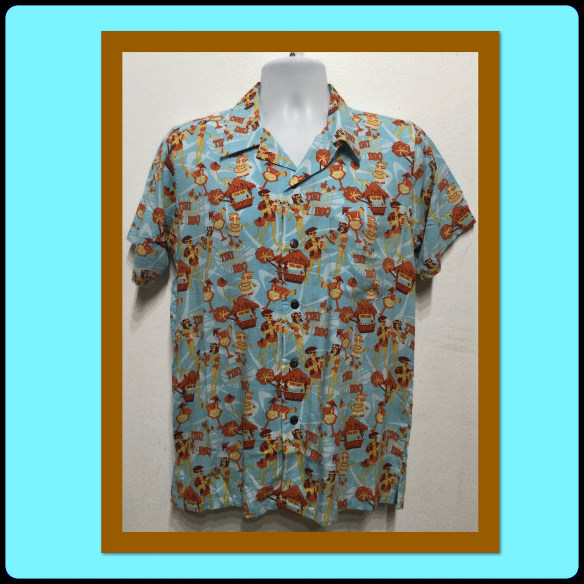 AT013 Americana 195039s style rayon atomic print quot Tiki Backyard BBQquot shirt by Atomik Tiki Graphic Tee – Easygoing Wear · Great Gift For Fans
