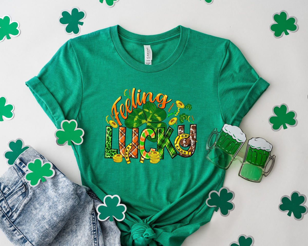 Feeling lucky Shirt Lucky Tshirt Irish T Shirt Shamrocks TShirtFamily Matching St Patrick39s Day Gift Teewestern lucky shirt Graphic Tee – Easygoing Wear · Top Pick For Any Outfit