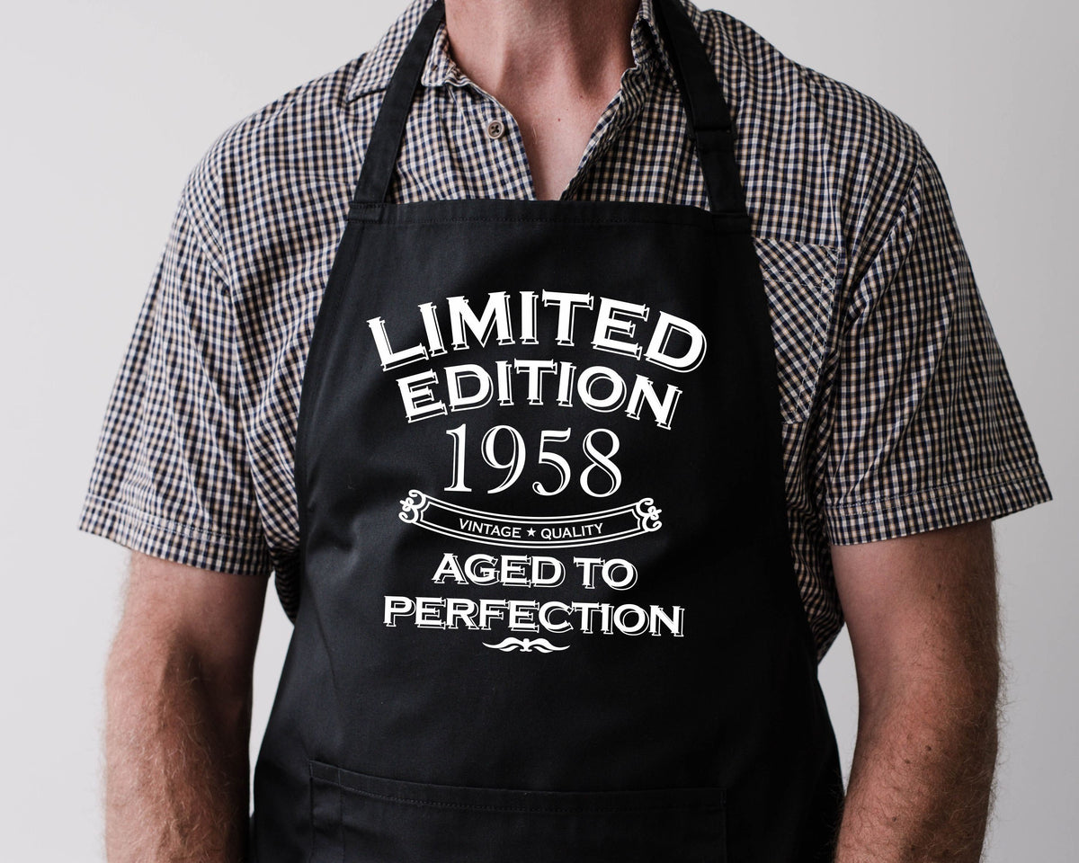 Baking Apron 66th Birthday Apron 66th Birthday Gifts Cooking 66 Years Old Apron Bbq Summer Limited Edition 1958 Aged To Perfection Graphic Tee – Soft Feel · Great Gift For Fans