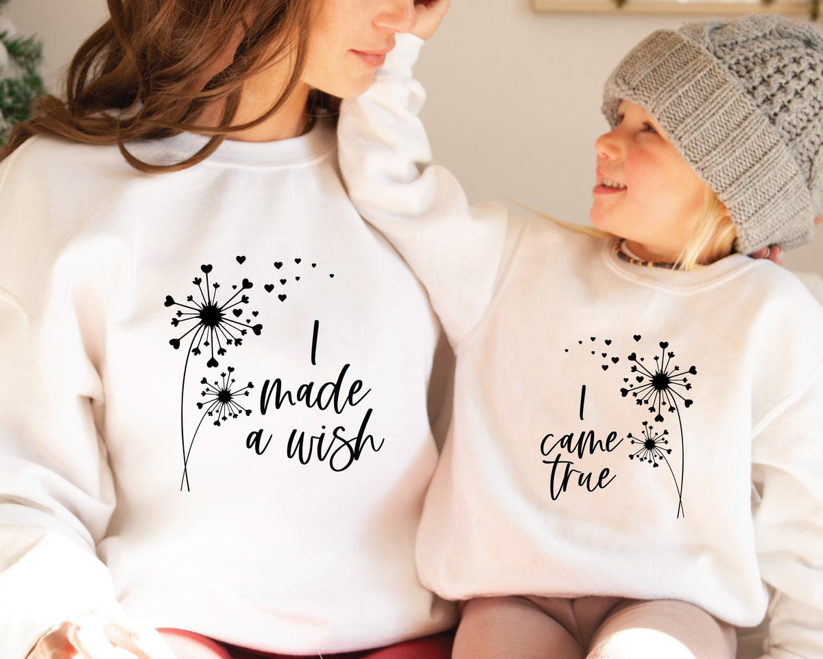 I Made A Wish I Came True Sweatshirt Mom And Baby Matching Sweatshirt Dandelion Sweatshirt Mother39s Day Gift Mother39s Day Sweatshirt Sweatshirt – Warm & Stylish · Top Pick For Any Outfit