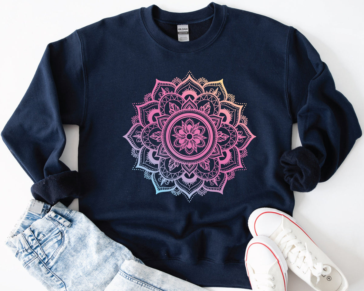 Mandala Sweatshirt Spiritual Crewneck Sweater Meditation Sweatshirt Sweatshirt – Aesthetic Look · Perfect For Daily Wear
