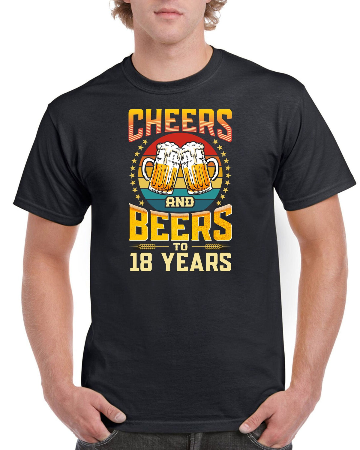 18th Birthday Gifts Eighteen Cheers Beers To 18 Years Funny Shirt Tee T Shirt Graphic Tee – Soft Feel · Great Gift For Fans