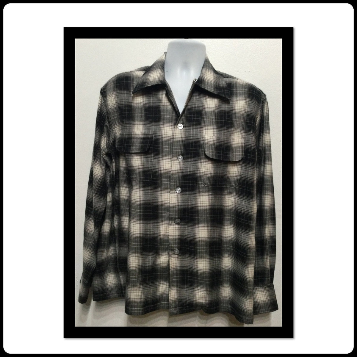 HR053 195039s vintage reproduction Hollywood Rogue rayon blend shadow plaid shirt Graphic Tee – Bold Style · Must-Have Style