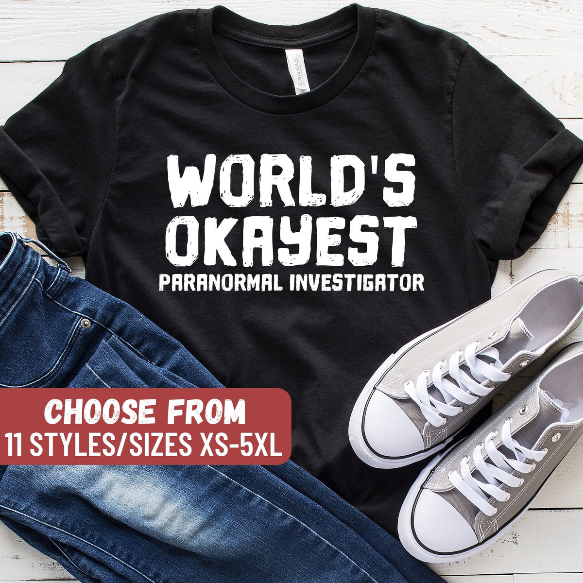 Ghost Hunting Shirt Paranormal Shirt Paranormal Investigator Shirt Ghost Hunting Gifts World39s Okayest Paranormal Investigator TShirt Graphic Tee – Feel-Good Design · Must-Have Style