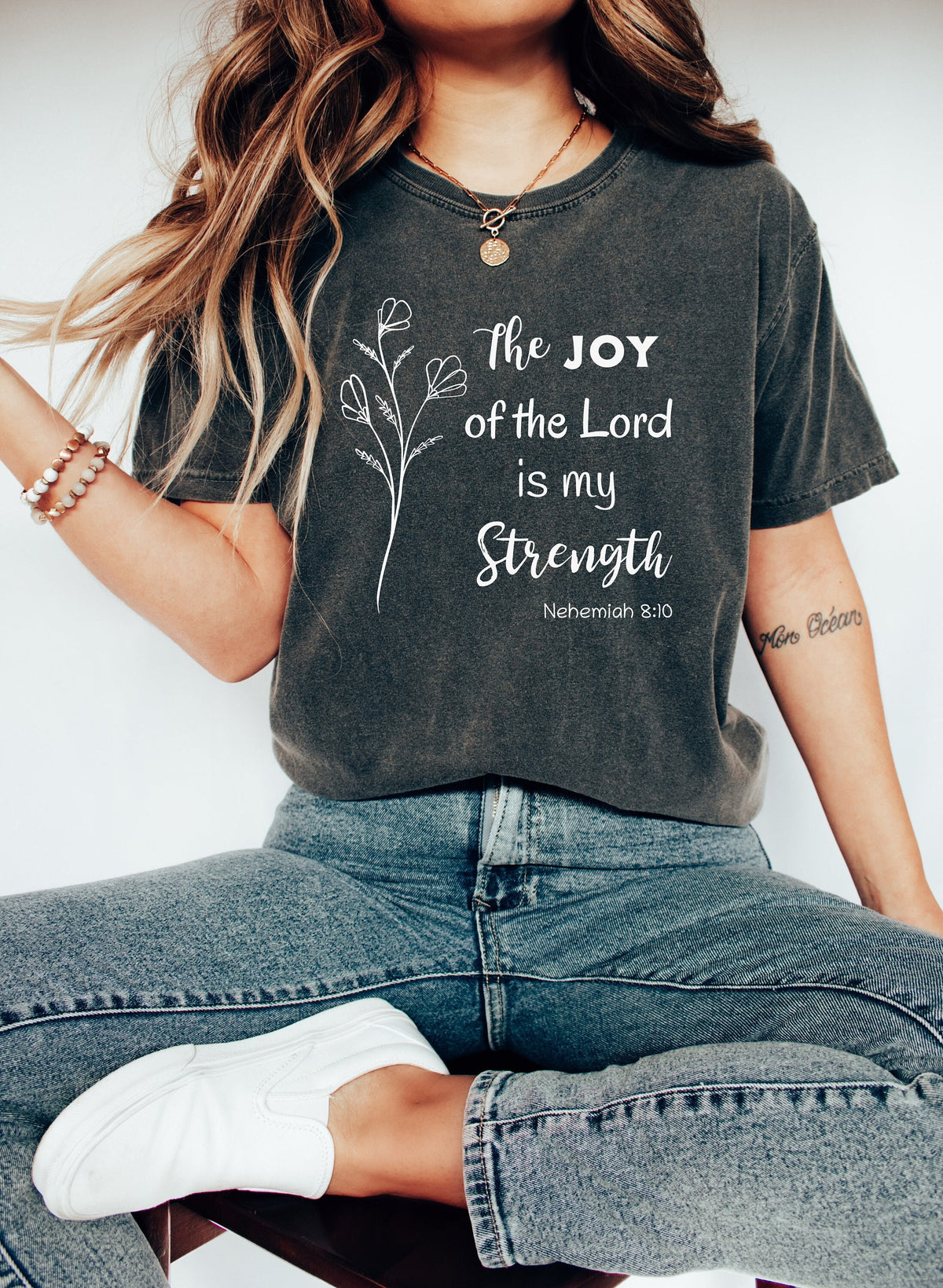 The Joy of the Lord is my Strength Shirt Womens Bible Study Christian Apparel Youth Group Shirt Sunday School Shirt Graphic Tee – Feel-Good Design · Great Gift For Fans