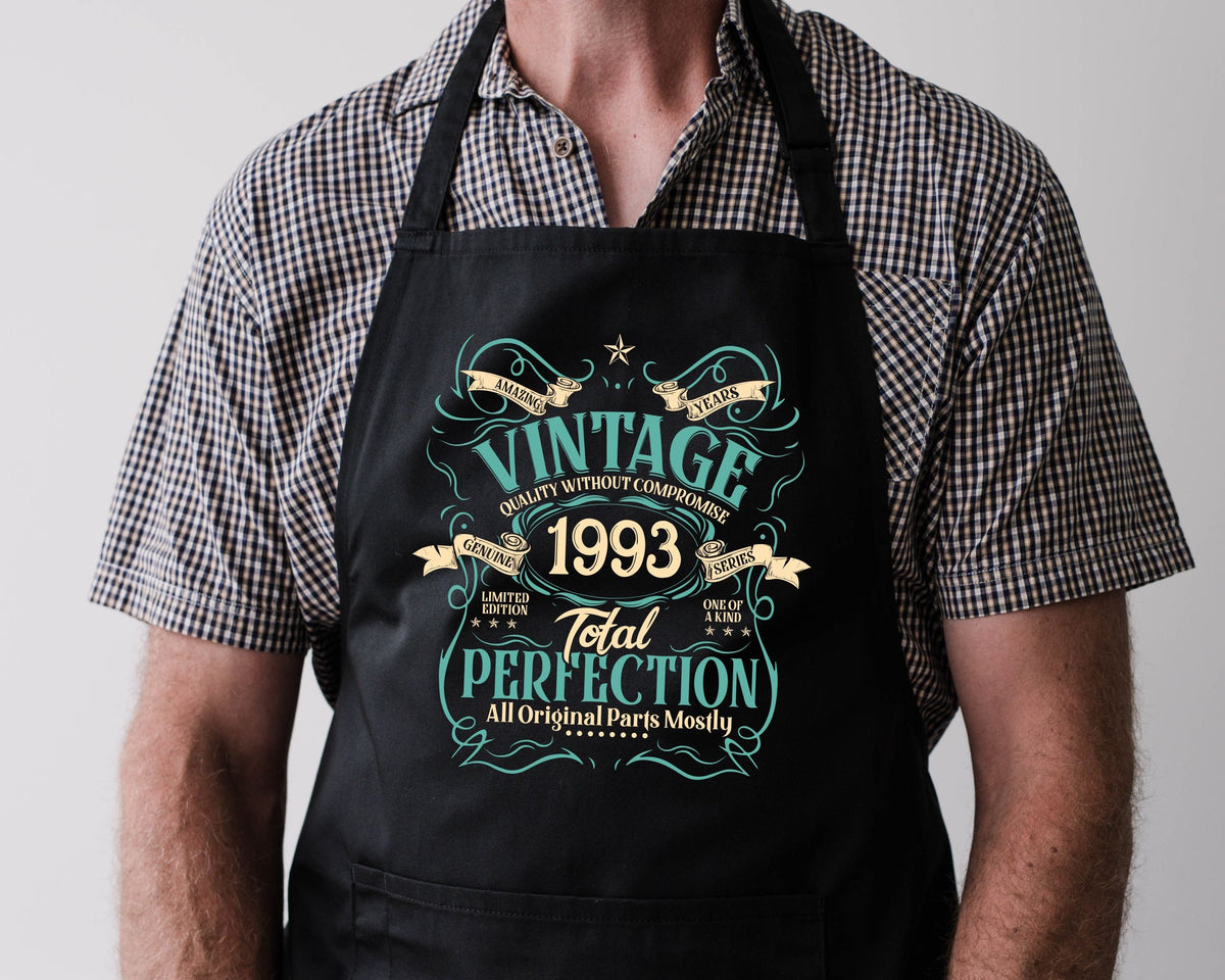 Baking Apron 31st Birthday Gifts Cooking Apron 31 Years Old Mens Aprons Born In 1993 BBQ Summer Limited Edition Total Perfection Graphic Tee – Everyday Comfort · Trending Graphic Apparel