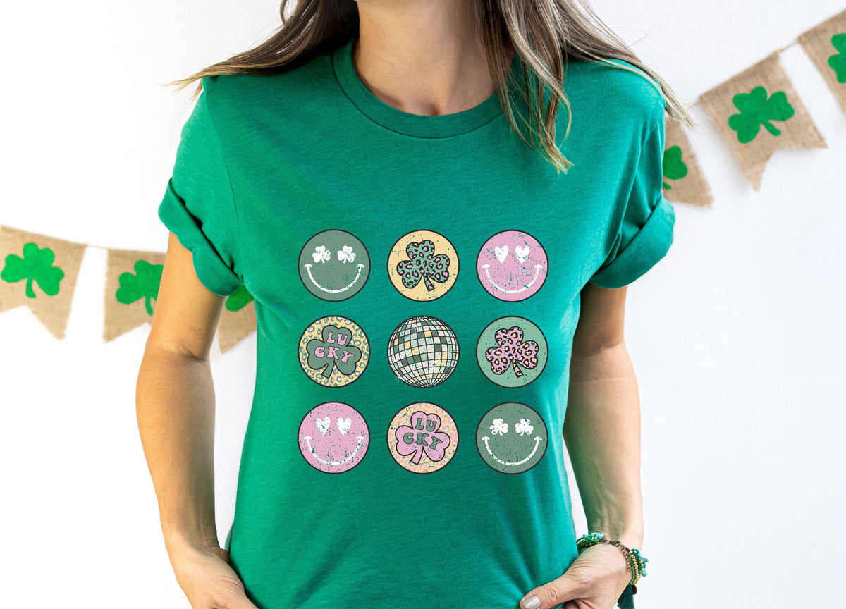 Retro St Patrick39s Smiley Clover Disco ShirtSaint Patrick39s Day ShirtSaint Patrick39s Day ShirtSt Patrick39s Smiley ShirtKid Patrick Shirt Graphic Tee – Everyday Comfort · High-Quality Print