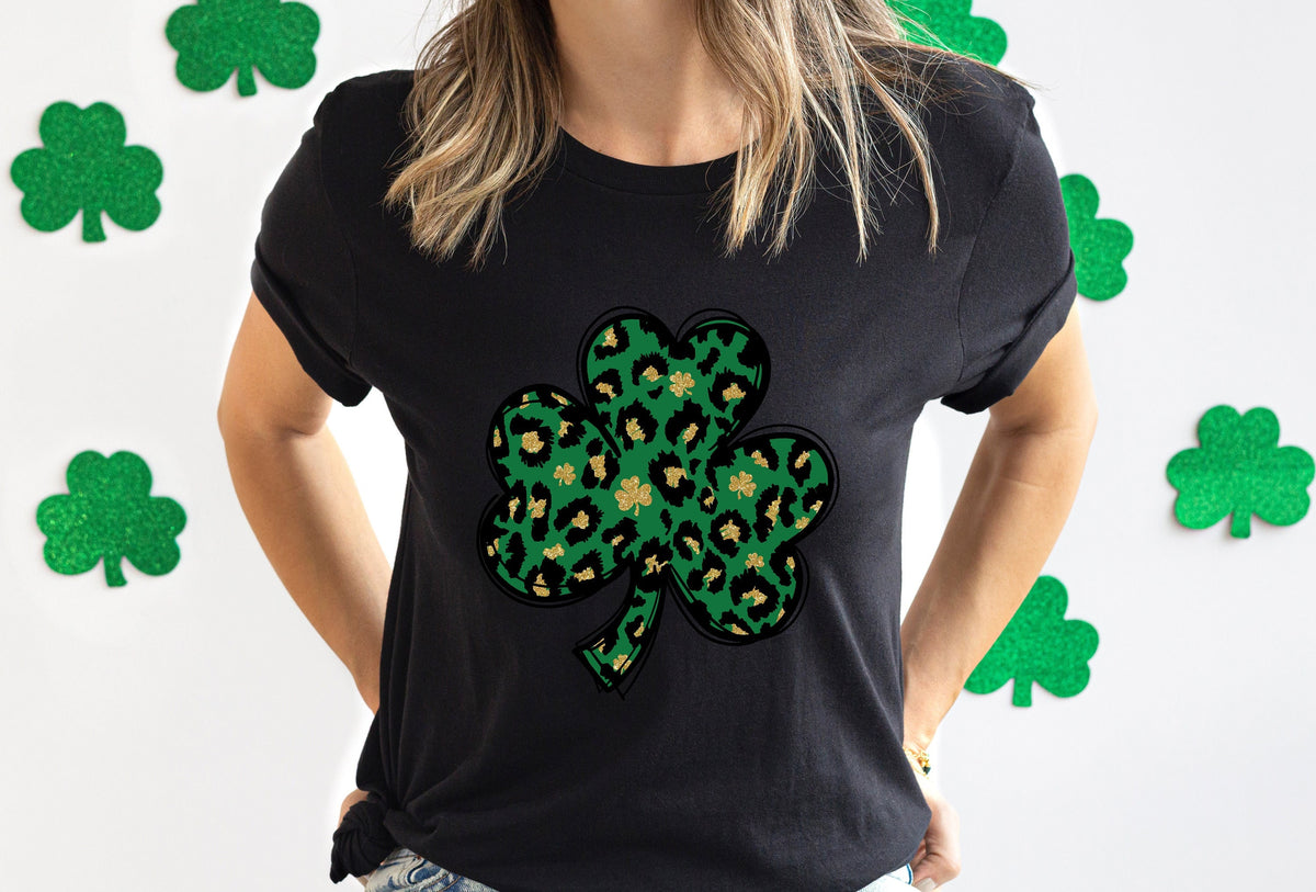 Leopard Print Shamrock Shirt St Patricks Day Shirt Shamrock Lucky Lips Four Leaf Clover Shamrock Irish Shirt Graphic Tee – Aesthetic Look · Perfect For Daily Wear