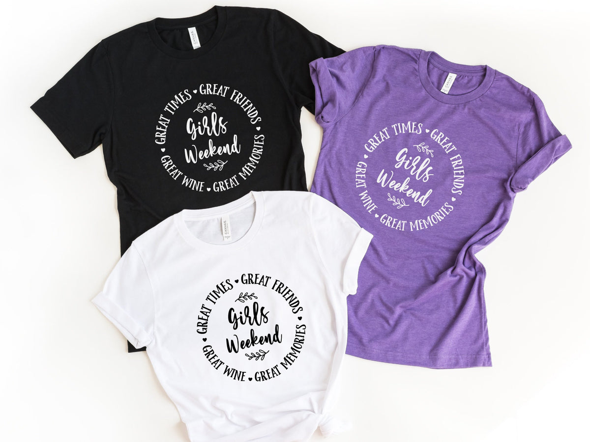 Girls Weekend Shirt Girl39s Trip Shirt Matching Friends Vacation Shirt Girls Getaway Tee Weekend Vibes T Shirt Great Memories Shirt Graphic Tee – Soft Feel · Perfect For Daily Wear
