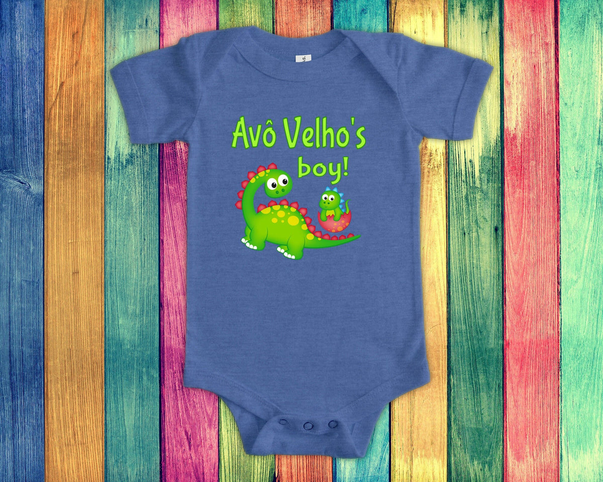 Av Velho39s Boy Cute Grandpa Name Dinosaur Baby Bodysuit Tshirt or Toddler Shirt for a Brazilian Grandfather Gift or Pregnancy Reveal Graphic Tee – Fan Favorite · Trending Graphic Apparel