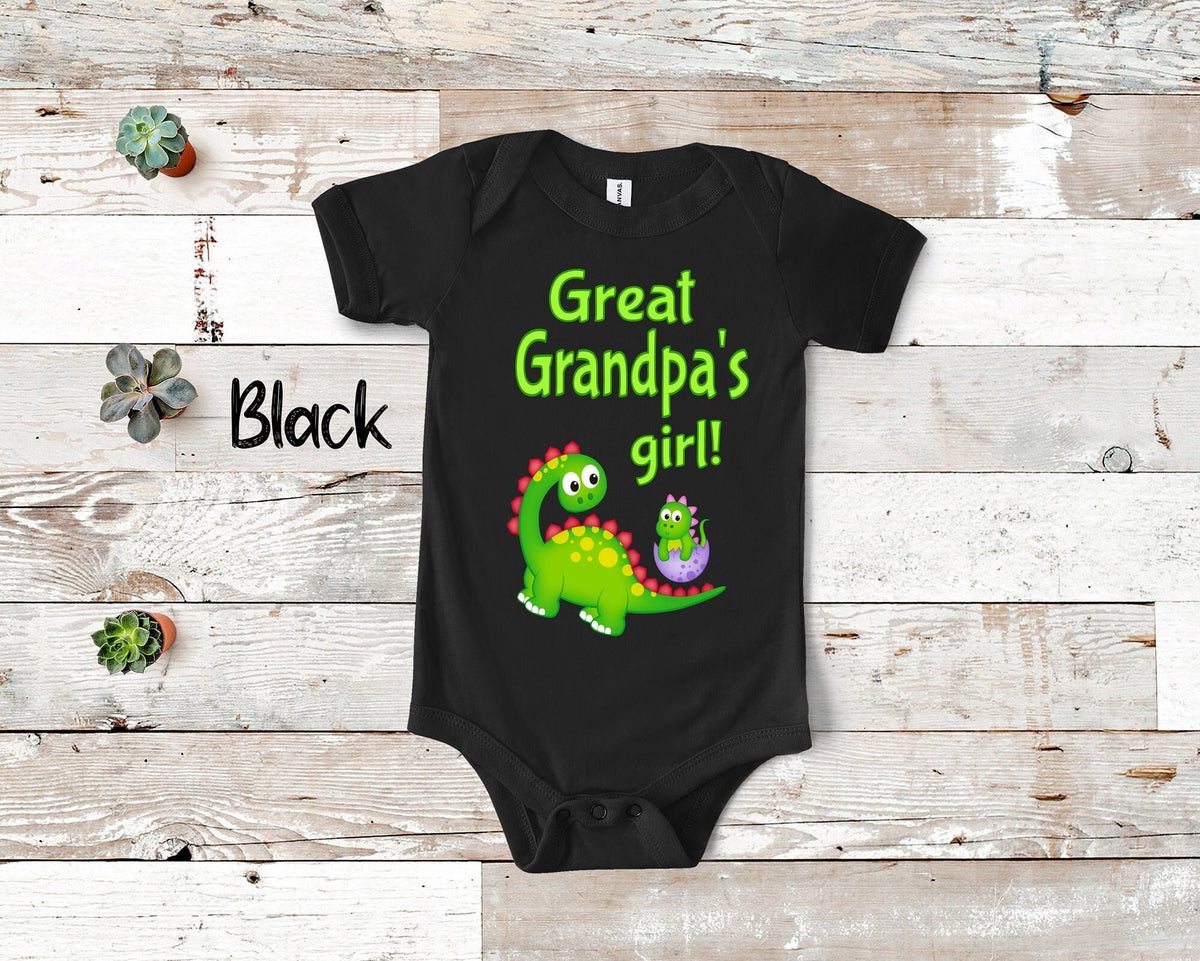 Great Grandpa39s Girl Cute Name Dinosaur Baby Bodysuit Tshirt or Toddler Shirt for a Special Great Grandfather Gift or Pregnancy Reveal Graphic Tee – Premium Graphic · High-Quality Print