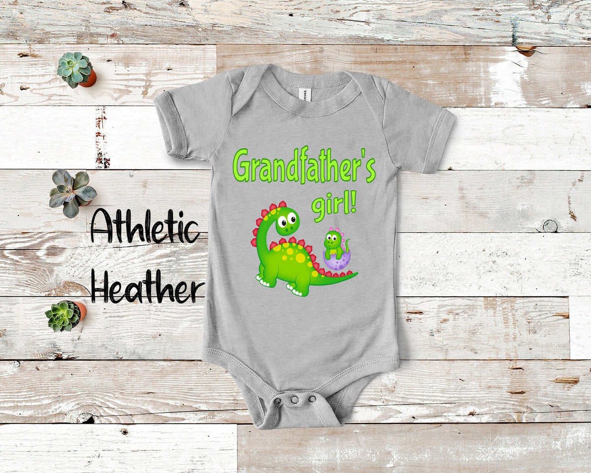 Grandfather39s Girl Cute Grandpa Name Dinosaur Baby Bodysuit Tshirt Toddler Shirt for a Special Grandfather Gift or Pregnancy Announcement Graphic Tee – Easygoing Wear · High-Quality Print
