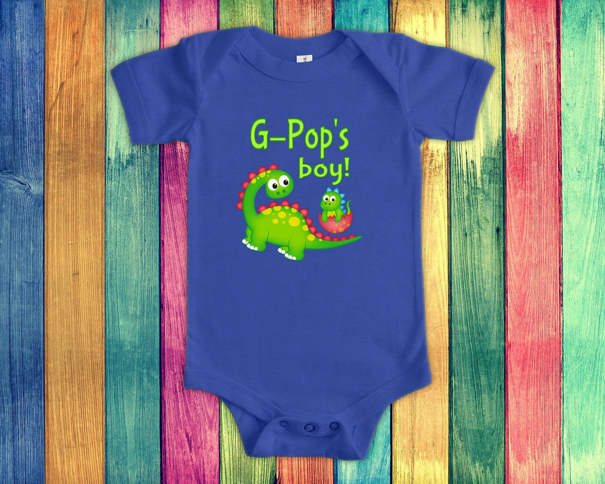 GPop39s Boy Cute Grandpa Name Dinosaur Baby Bodysuit Tshirt or Toddler Shirt for a Special Grandfather Gift or Pregnancy Announcement Graphic Tee – Soft Feel · High-Quality Print