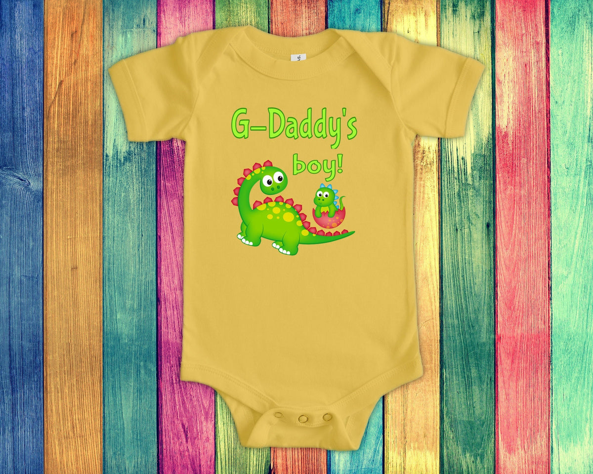 GDaddy39s Boy Cute Grandpa Name Dinosaur Baby Bodysuit Tshirt or Toddler Shirt for a Special Grandfather Gift or Pregnancy Announcement Graphic Tee – Easygoing Wear · Must-Have Style