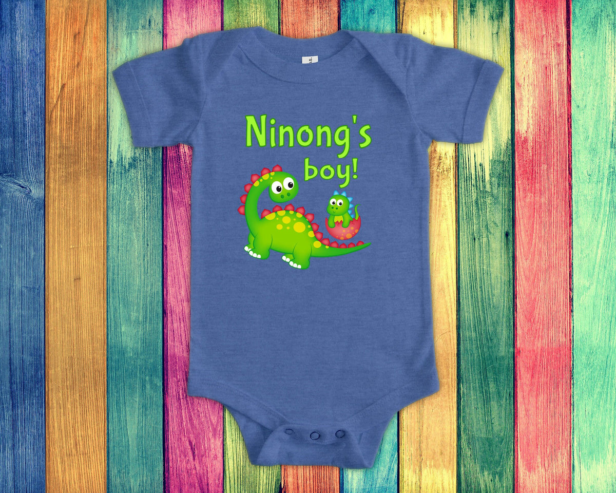 Ninong39s Boy Cute Godfather Name Dinosaur Baby Bodysuit Tshirt or Toddler Shirt for a Pilipino or Spanish Godfather Gift or Pregnancy Reveal Graphic Tee – Fan Favorite · High-Quality Print