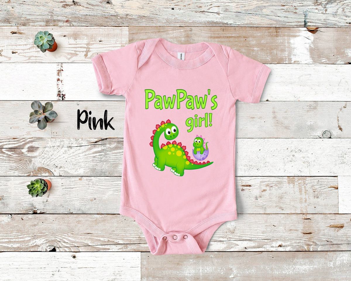 PawPaw39s Girl Cute Grandpa Name Dinosaur Baby Bodysuit Tshirt or Toddler Shirt for a Special Grandfather Gift or Pregnancy Announcement Graphic Tee – Everyday Comfort · Perfect For Daily Wear