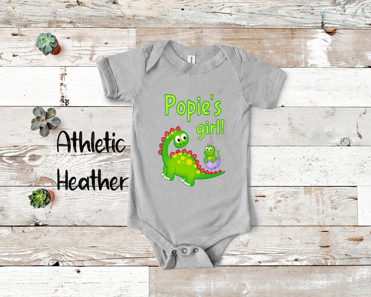 Popie39s Girl Cute Grandpa Name Dinosaur Baby Bodysuit Tshirt or Toddler Shirt for a Special Grandfather Gift or Pregnancy Announcement Graphic Tee – Soft Feel · Must-Have Style