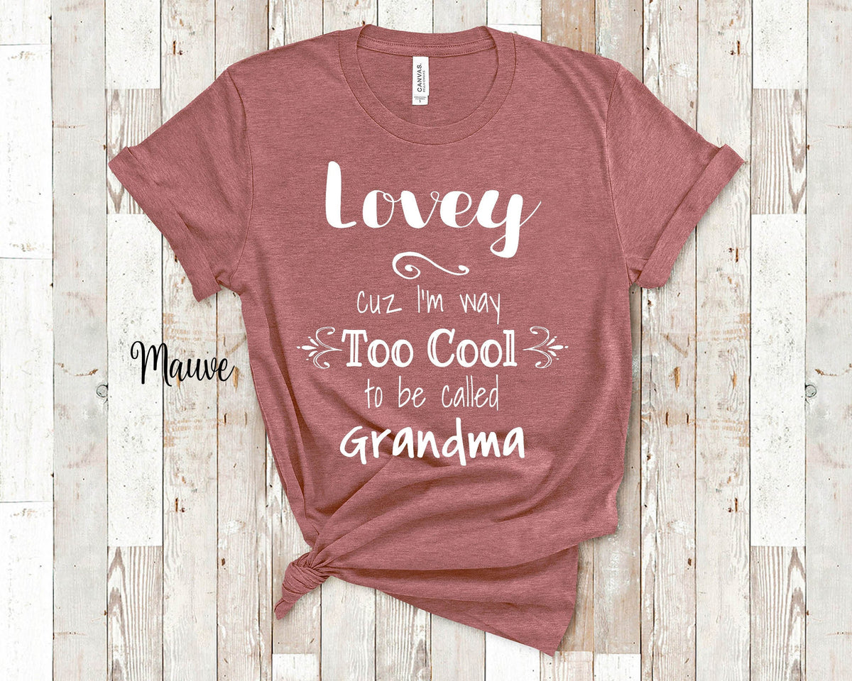 Too Cool Lovey Grandma Tshirt Special Grandmother Gift Idea for Mother39s Day Birthday Christmas or Pregnancy Reveal Announcement Graphic Tee – Easygoing Wear · Must-Have Style