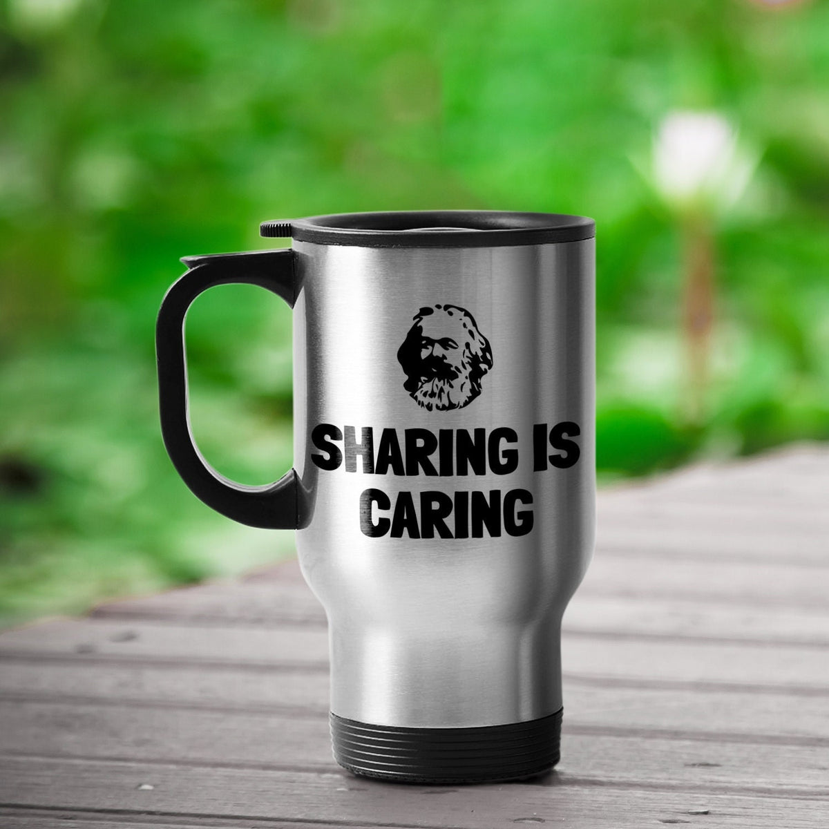 Funny Sociology Travel Mug Karl Marx Mug Marxist Present Marxism Humor Sharing Is Caring Graphic Tee – Feel-Good Design · Great Gift For Fans