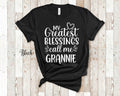 My Greatest Blessings Call Me Grannie Grandma Tshirt Special Grandmother Gift Idea for Mother39s Day Birthday Christmas or Pregnancy Reveal Graphic Tee – Soft Feel · Great Gift For Fans