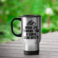 Biker Travel Mug Motorcycle Rider Gift When Life Throws You A Curve Motorbike Mug Graphic Tee – Everyday Comfort · Perfect For Daily Wear