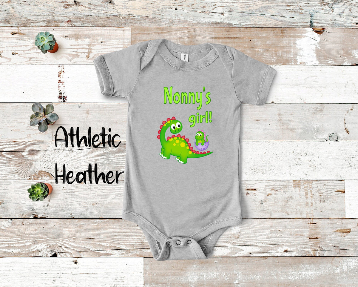 Nonny39s Girl Cute Grandma Name Dinosaur Baby Bodysuit Tshirt or Toddler Shirt for a Italian Grandmother Gift or Pregnancy Reveal Graphic Tee – Bold Style · Top Pick For Any Outfit
