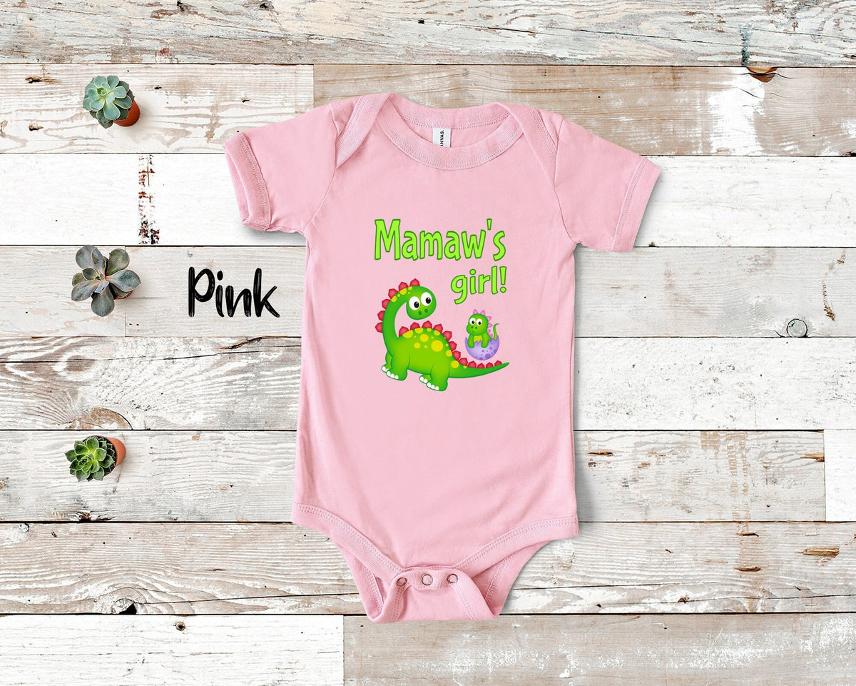 Mamaw39s Girl Cute Grandma Name Dinosaur Baby Bodysuit Tshirt or Toddler Shirt for a Special Grandmother Gift or Pregnancy Announcement Graphic Tee – Fan Favorite · Perfect For Daily Wear