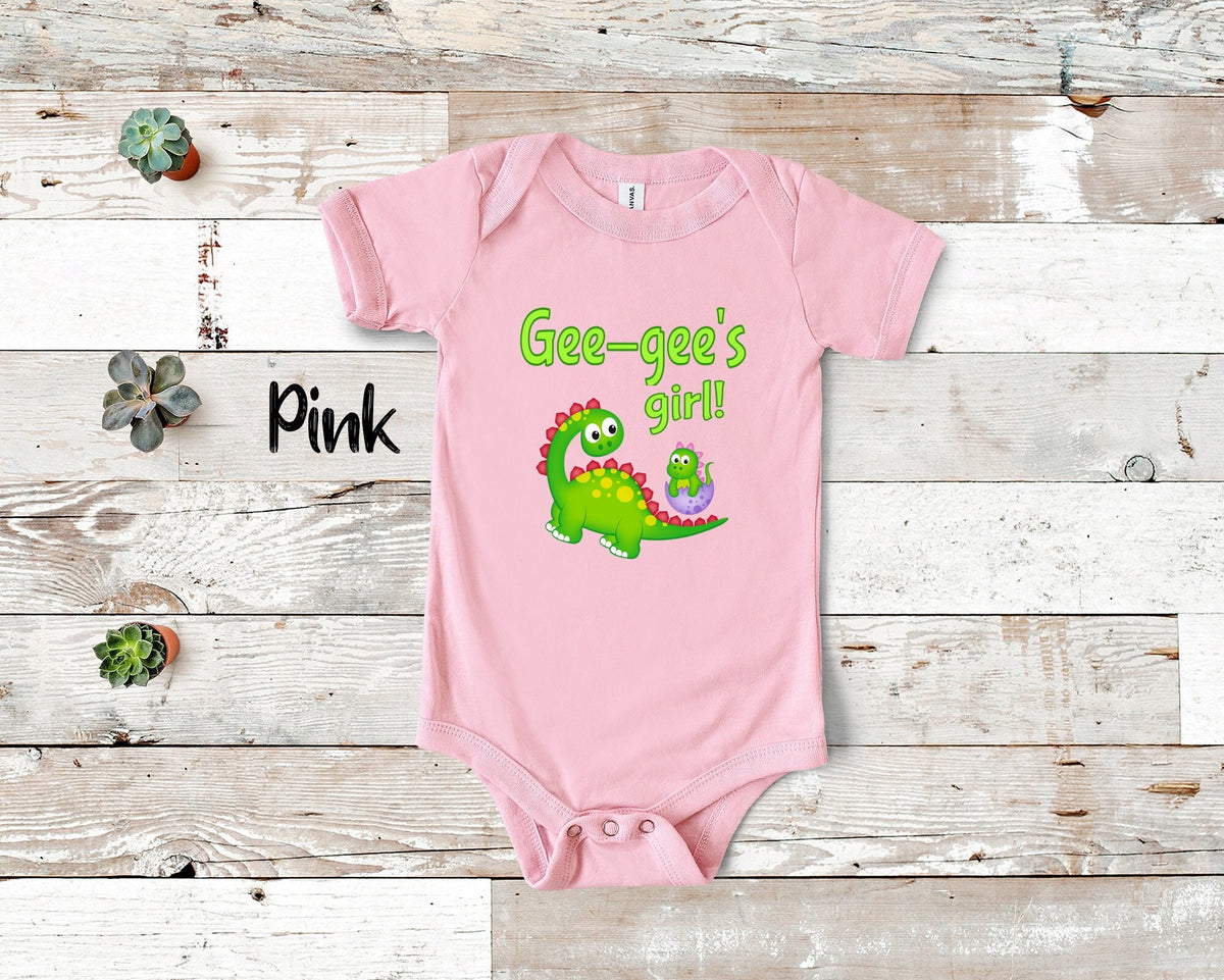 Geegee39s Girl Cute Grandma Name Dinosaur Baby Bodysuit Tshirt or Toddler Shirt for a Special Grandmother Gift or Pregnancy Announcement Graphic Tee – Easygoing Wear · Perfect For Daily Wear