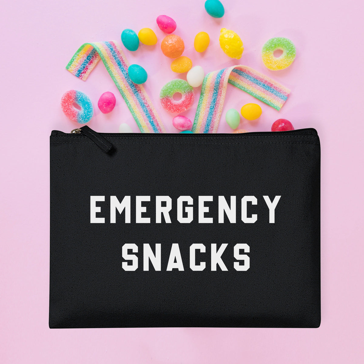 Snacks Zipper Pouch Emergency Snacks Bag Emergency Snack Pouch Emergency Candy Zipper Pouch Snacks Pouch Canvas Zip Up Pouch Tote Bag – Everyday Comfort · High-Quality Print