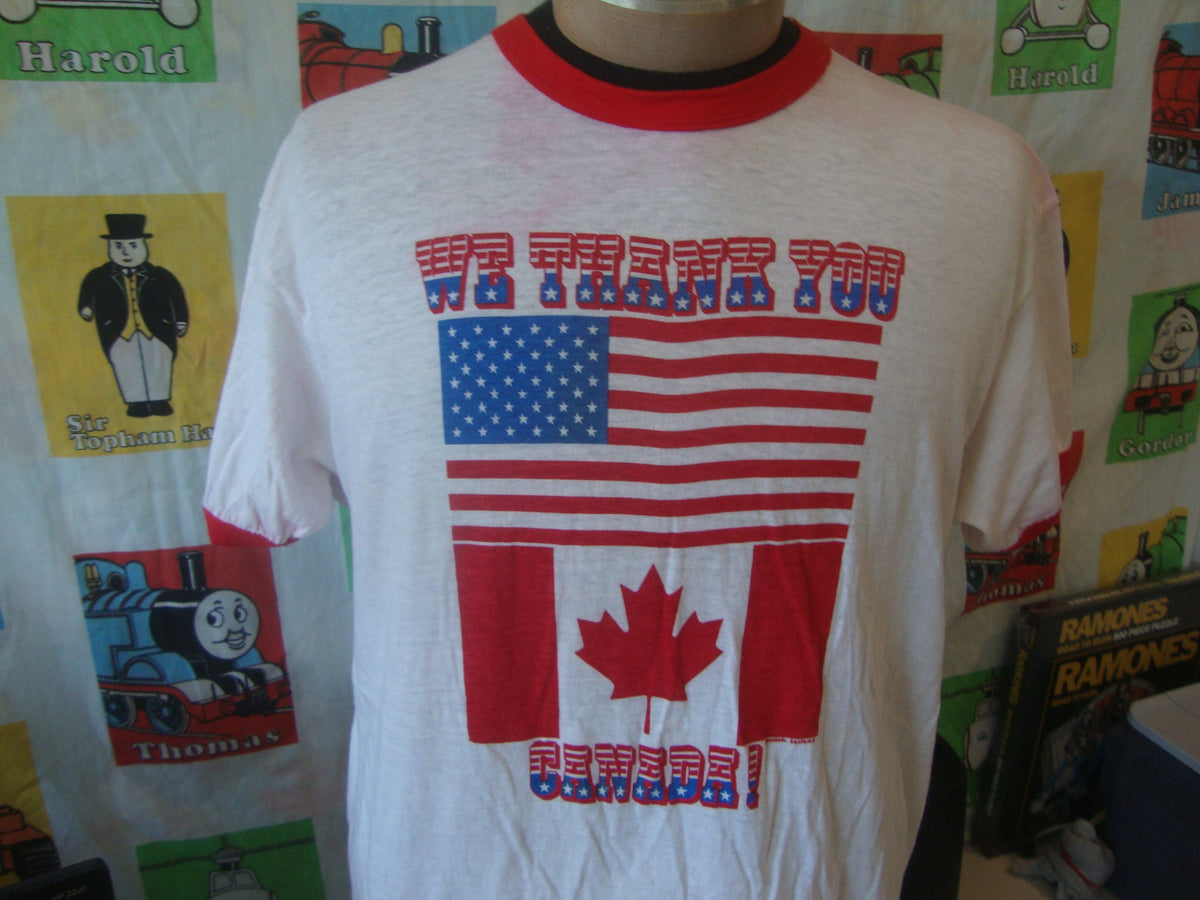 Vintage 8039s KULF 790 Houston Texas Radio Station We Thank You Canada Ringer T Shirt L Graphic Tee – Aesthetic Look · Must-Have Style
