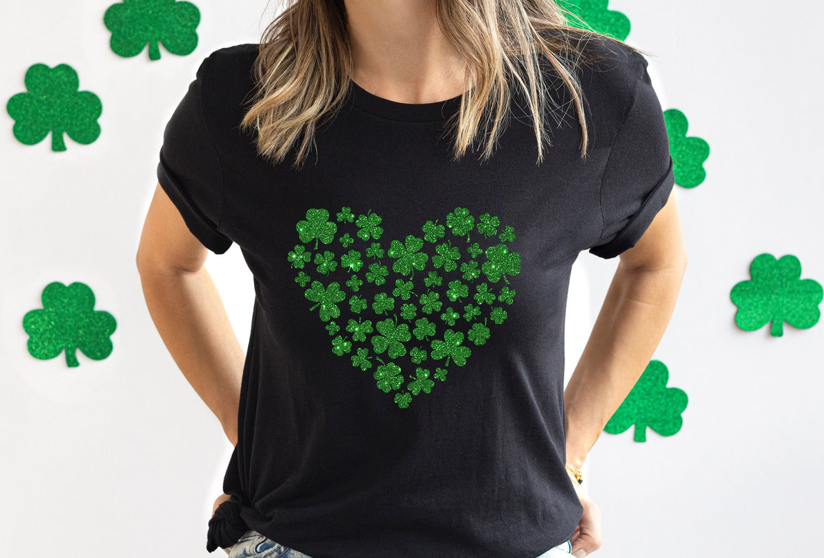 Heart Shamrock Shirt Glitter Shamrock Tee St Patricks Day Shirt Glitter Lucky Shirt Lucky Tee Irish Shirt Graphic Tee – Easygoing Wear · Trending Graphic Apparel