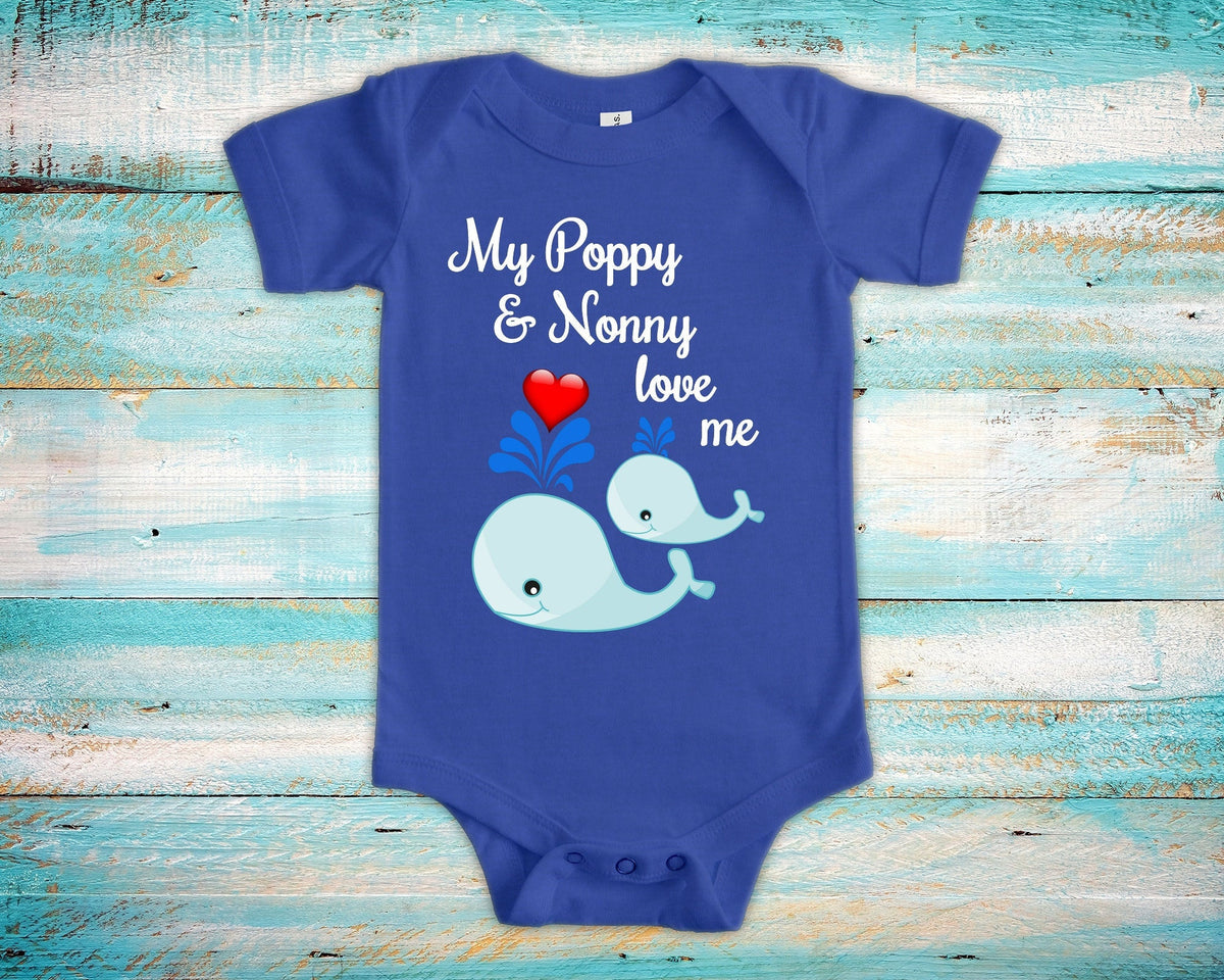 Poppy Nonny Love Me Cute Grandma Name Grandpa Name Whale Baby Bodysuit Tshirt or Toddler Shirt Can Be Custom Personalized Graphic Tee – Everyday Comfort · High-Quality Print