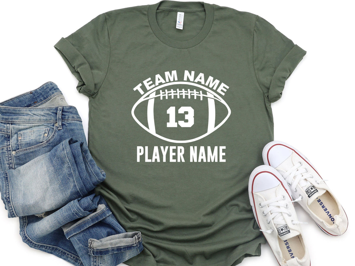 Custom Football Shirt Football Team Tee Game Day Shirt Sports Tee Football Player T Shirt Personalized Football Shirt Football Shirt Graphic Tee – Easygoing Wear · Top Pick For Any Outfit