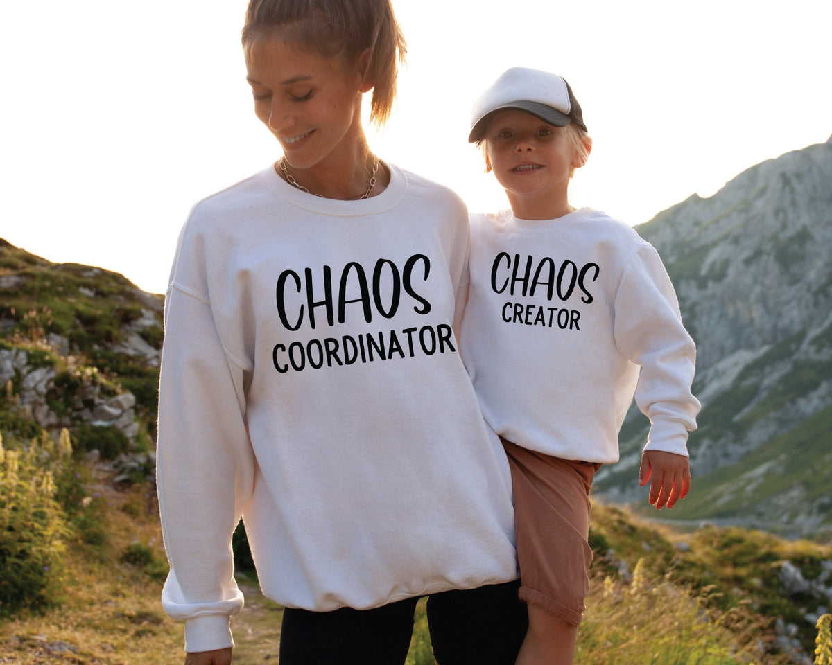 Chaos Coordinator SweatShirt Funny Mother Matching Long Sleeve Sweater Chaos Creator Sweatshirt Funny Mom Crewneck Pullover Sweatshirt – Bold Style · Perfect For Daily Wear