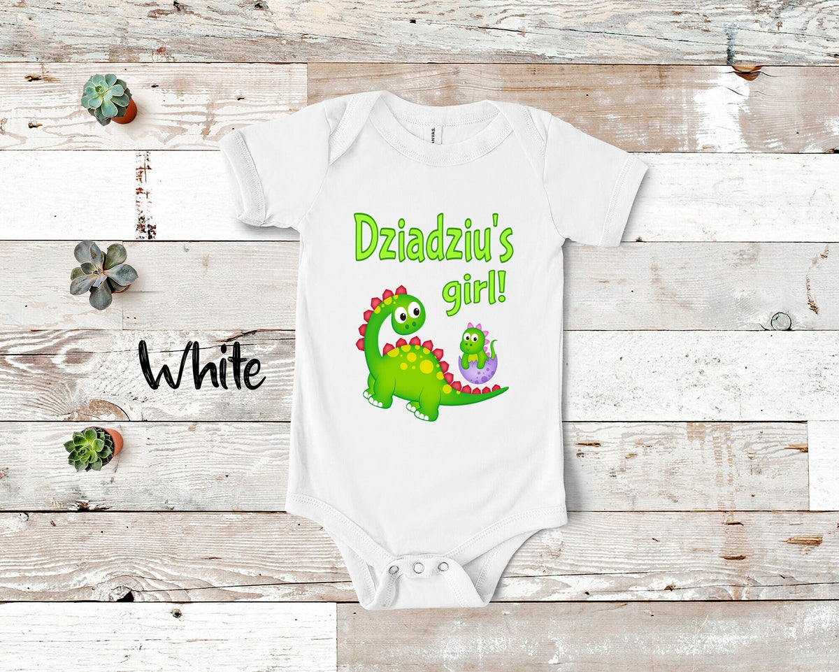 Dziadziu39s Girl Cute Grandpa Name Dinosaur Baby Bodysuit Tshirt or Toddler Shirt for a Polish Grandfather Gift or Pregnancy Announcement Graphic Tee – Fan Favorite · Trending Graphic Apparel