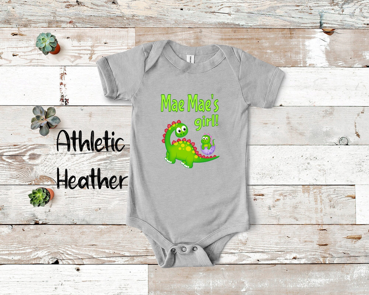 Mae Mae39s Girl Cute Grandma Name Dinosaur Baby Bodysuit Tshirt or Toddler Shirt for a Special Grandmother Gift or Pregnancy Announcement Graphic Tee – Cozy Vibes · High-Quality Print