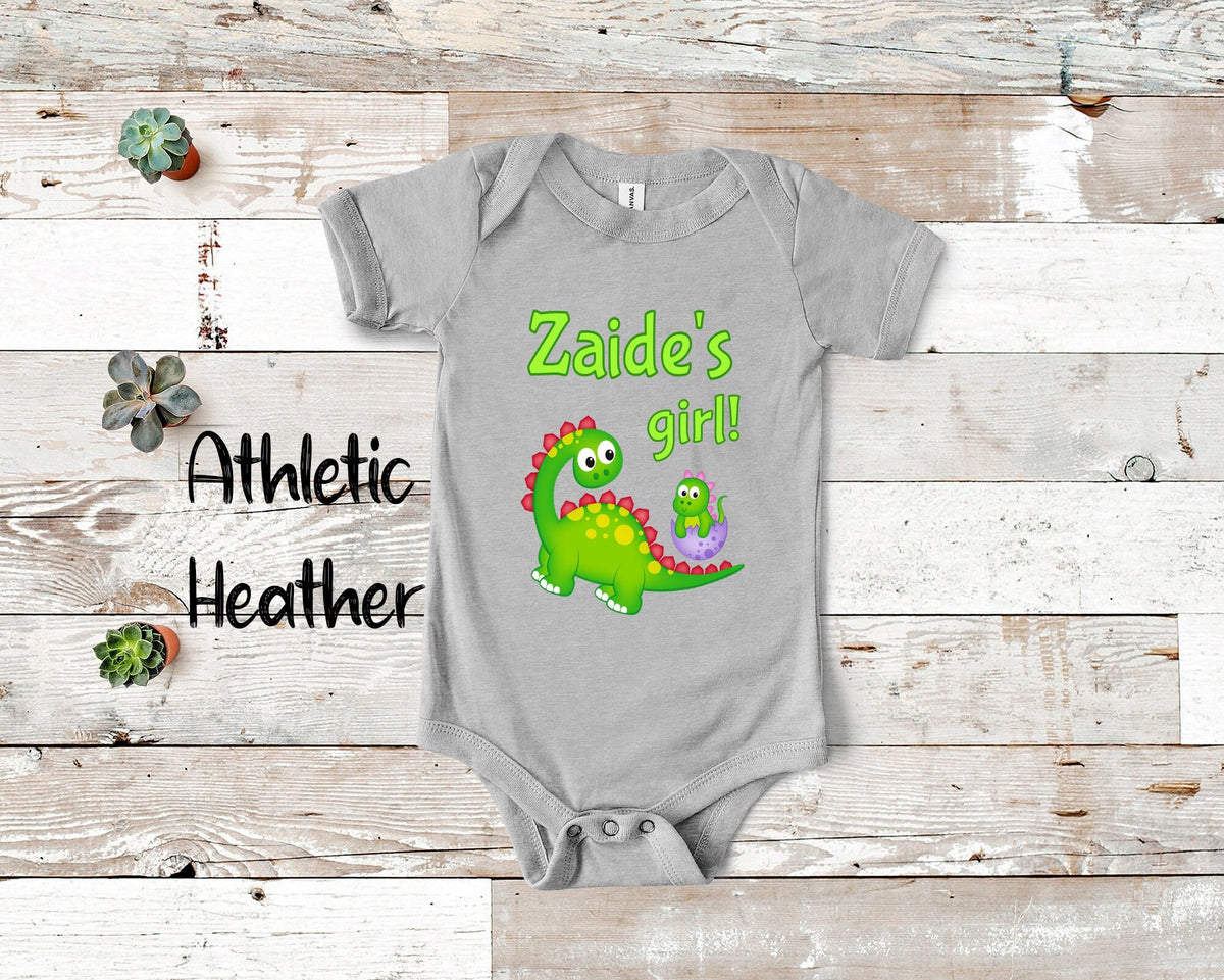 Zaide39s Girl Cute Grandpa Name Dinosaur Baby Bodysuit Tshirt or Toddler Shirt for a Jewish Grandfather Gift or Pregnancy Announcement Graphic Tee – Everyday Comfort · Perfect For Daily Wear