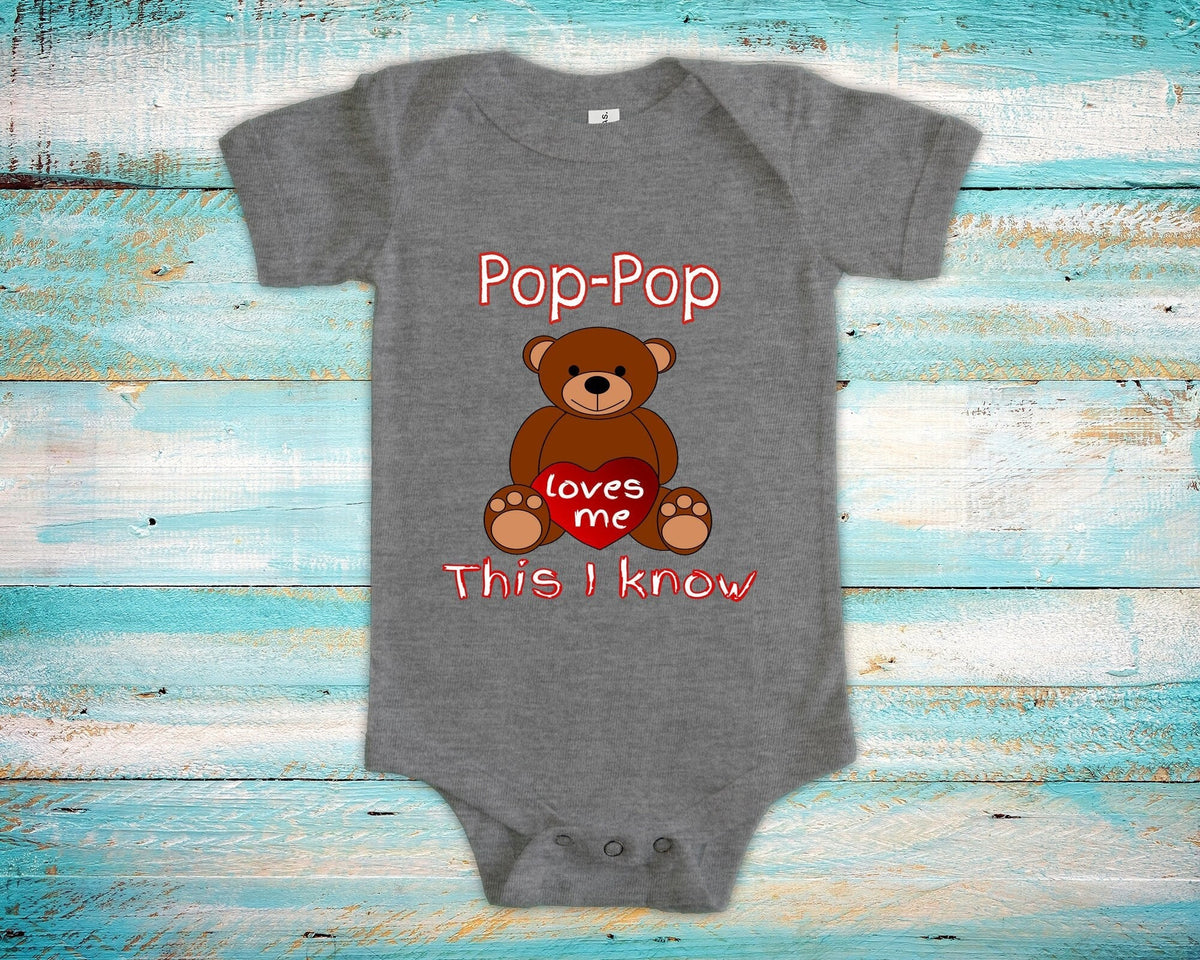 PopPop Loves Me Cute Grandpa Name Bear Baby Bodysuit Tshirt or Toddler Shirt Special Grandfather Gift or Pregnancy Reveal Announcement Graphic Tee – Aesthetic Look · Must-Have Style
