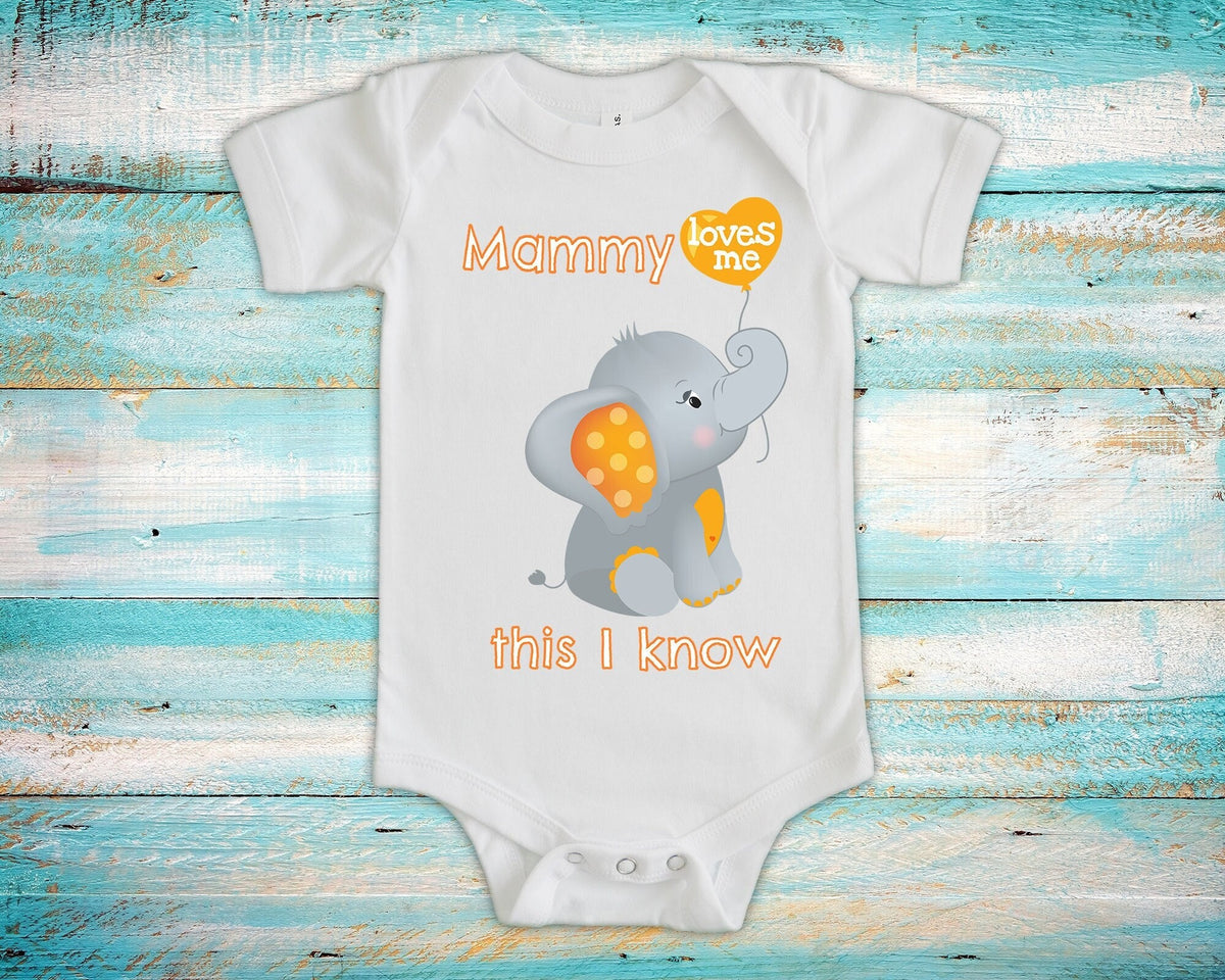 Mammy Loves Me Cute Grandma Name Elephant Baby Bodysuit Unique Grandmother Gift for Granddaughter or Grandson or Pregnancy Announcement Graphic Tee – Feel-Good Design · Perfect For Daily Wear