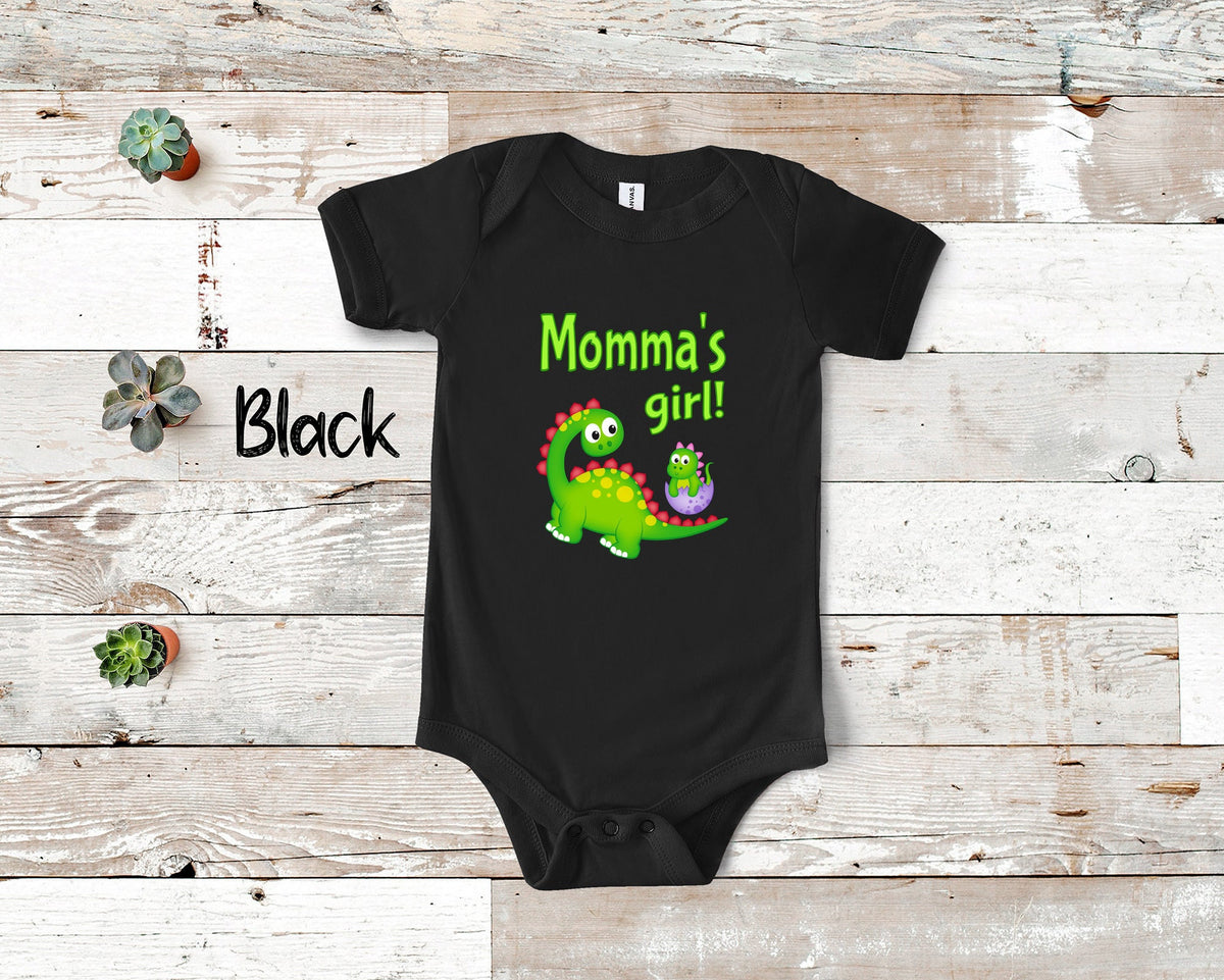 Momma39s Girl Cute Mom Name Dinosaur Baby Bodysuit Tshirt or Toddler Shirt for a Special Mother Gift or Pregnancy Reveal Announcement Graphic Tee – Easygoing Wear · Great Gift For Fans