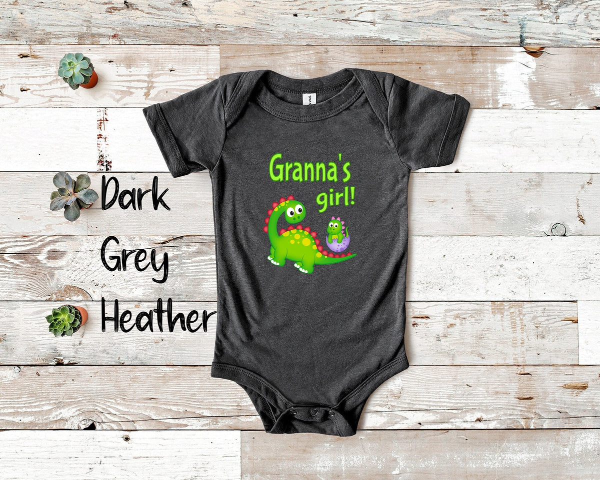 Granna39s Girl Cute Grandma Name Dinosaur Baby Bodysuit Tshirt or Toddler Shirt for a Special Grandmother Gift or Pregnancy Announcement Graphic Tee – Bold Style · Great Gift For Fans