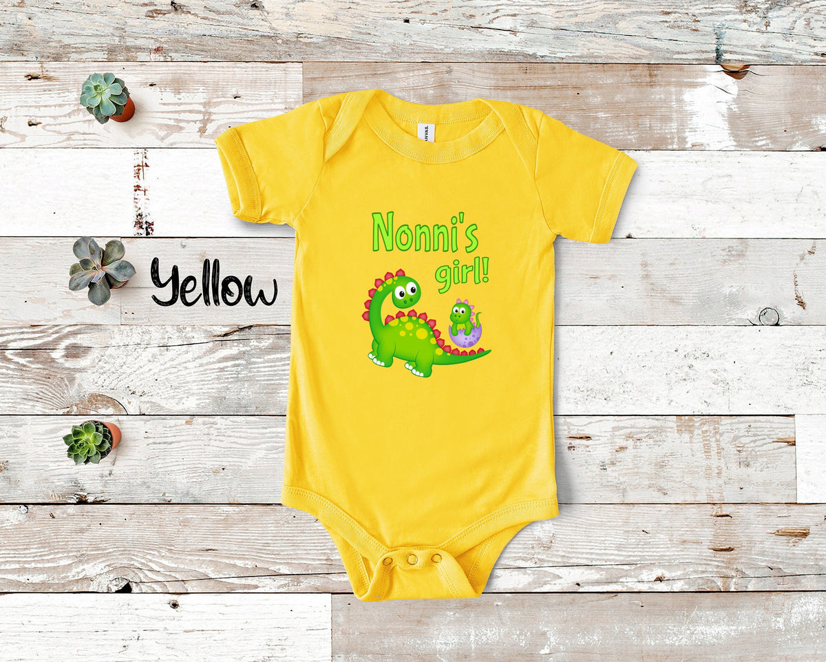Nonni39s Girl Cute Grandma Name Dinosaur Baby Bodysuit Tshirt or Toddler Shirt for a Italian Grandmother Gift or Pregnancy Announcement Graphic Tee – Bold Style · Top Pick For Any Outfit